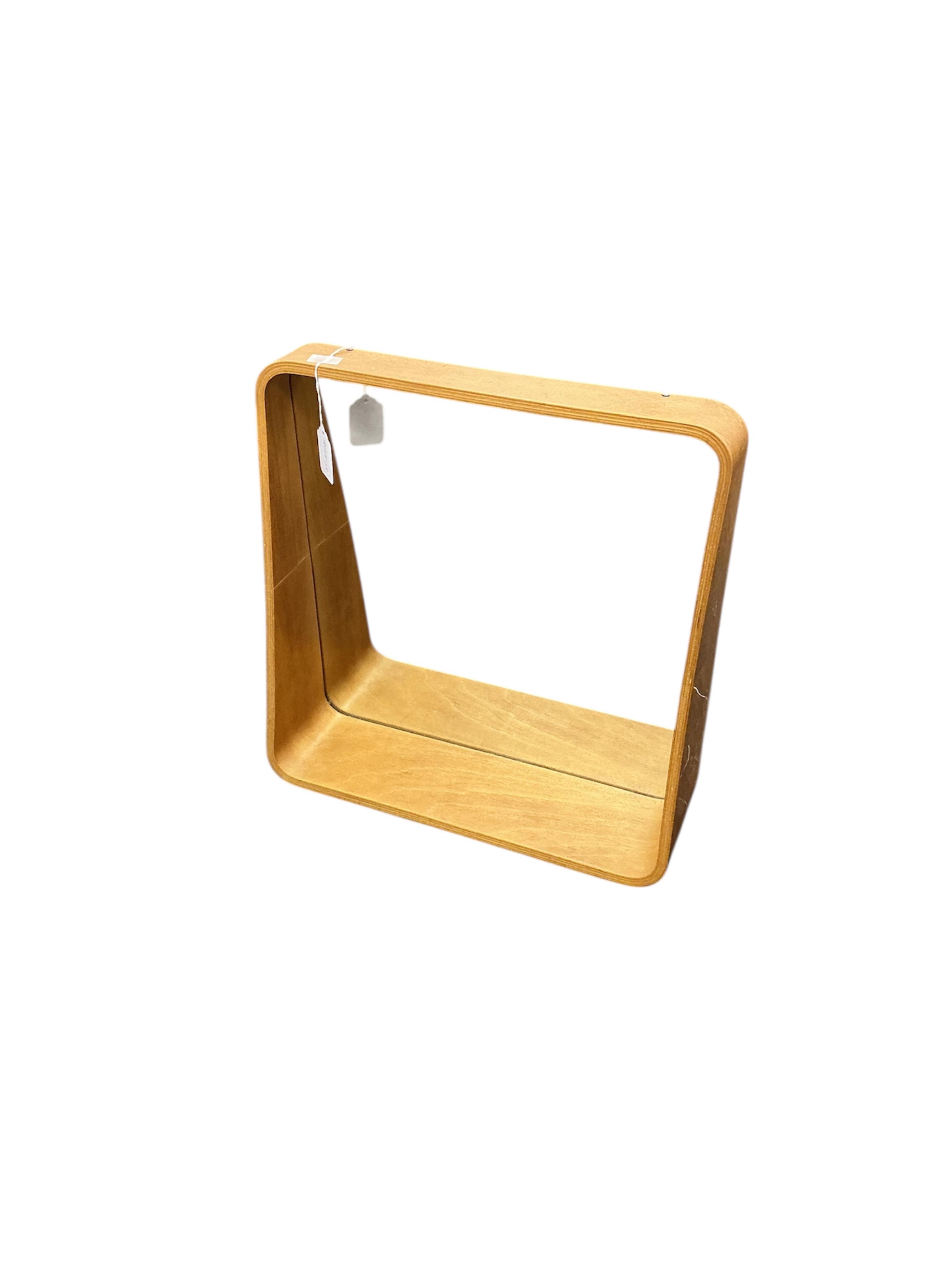 A mid century teak framed dressing table mirror, width 46cm, height 46cm